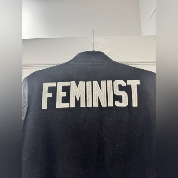 Hilary Macmillan Black Varsity Jacket with Feminist Statement Medium - Picture 5 of 8